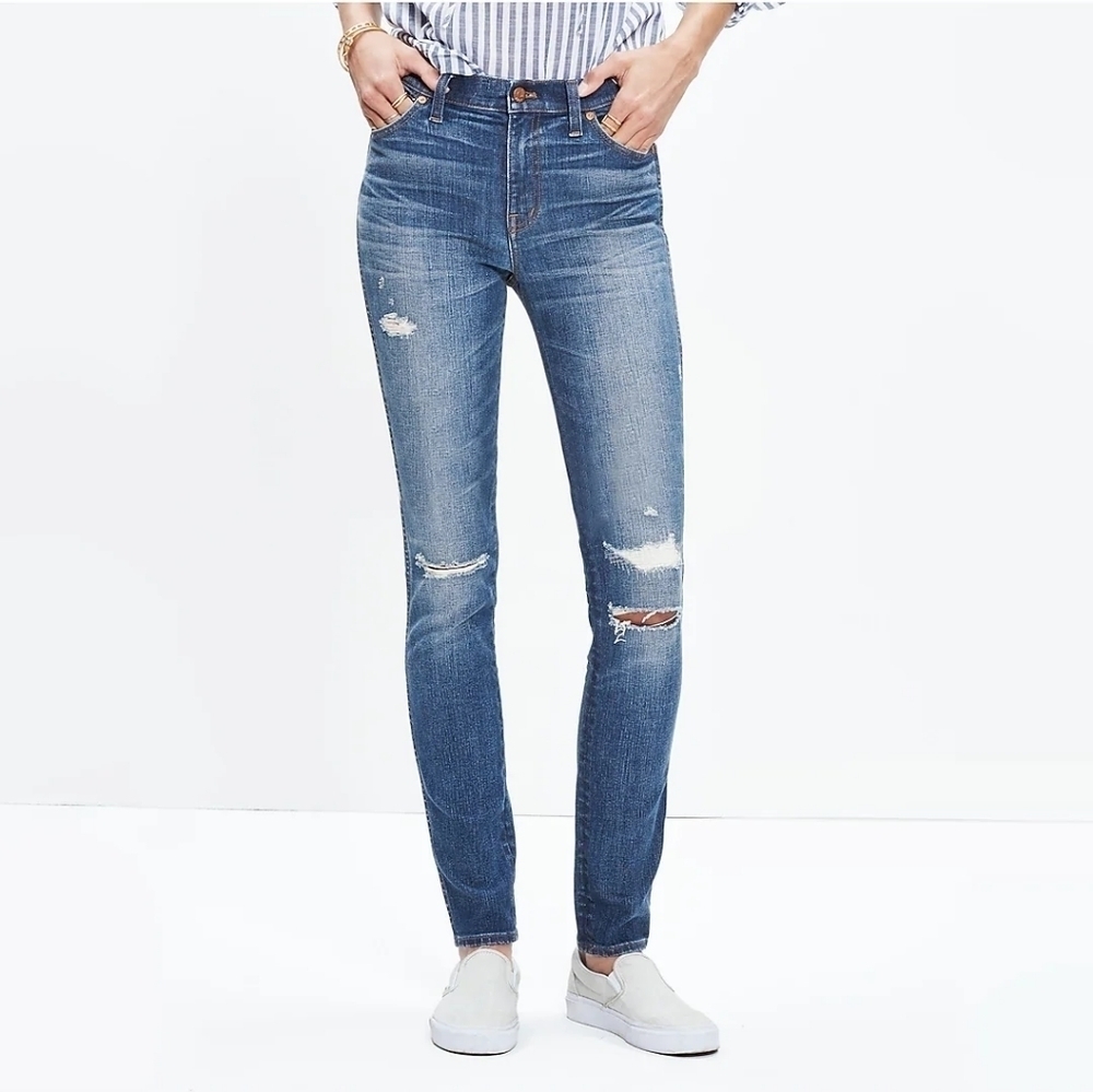 New Madewell 9" High Riser Skinny Skinny the Rip‎ and Repair Edition Size 25